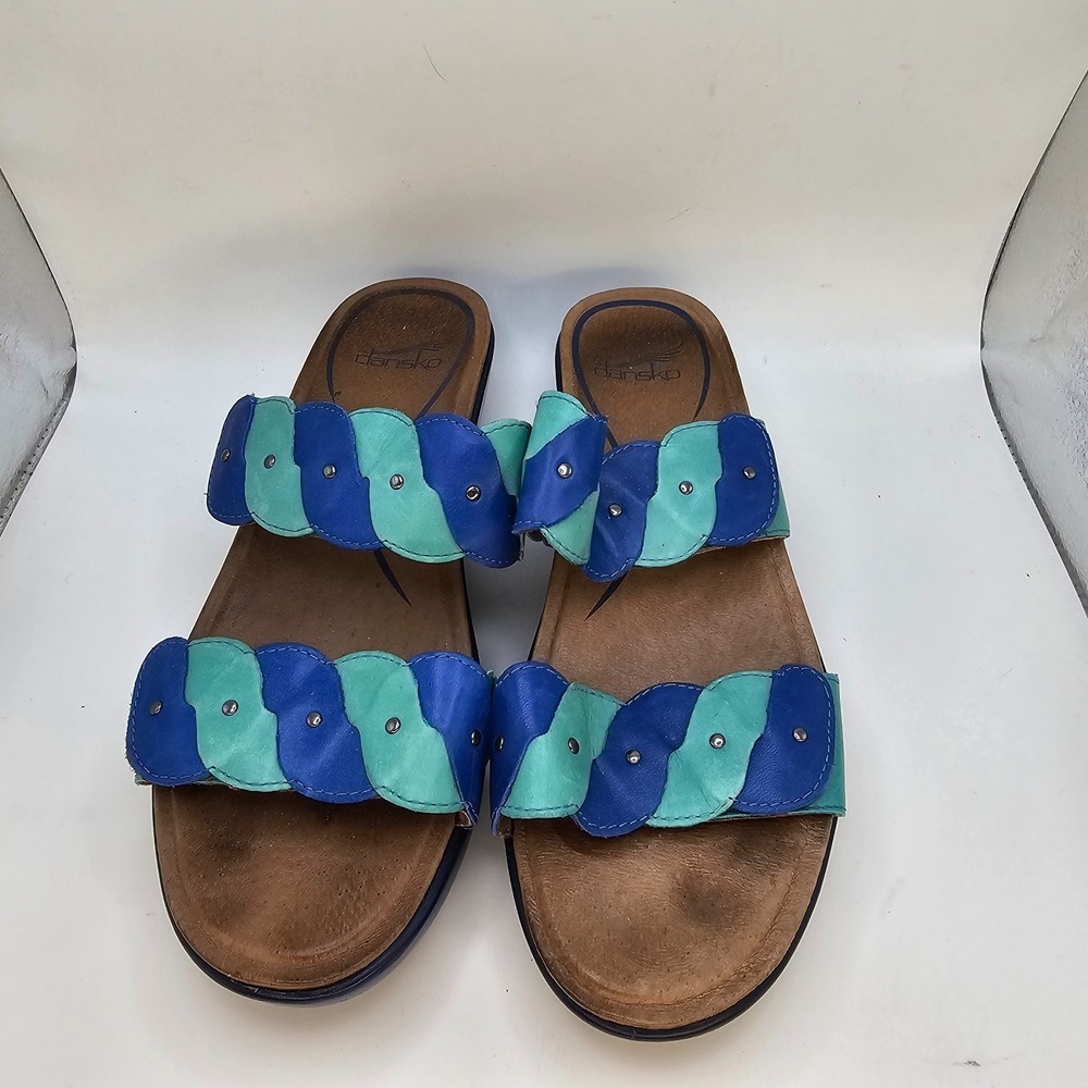 Women's Dansko Dee Leather Sandals Aqua Cobalt Blue US Size 8.5-9 EU Size 39